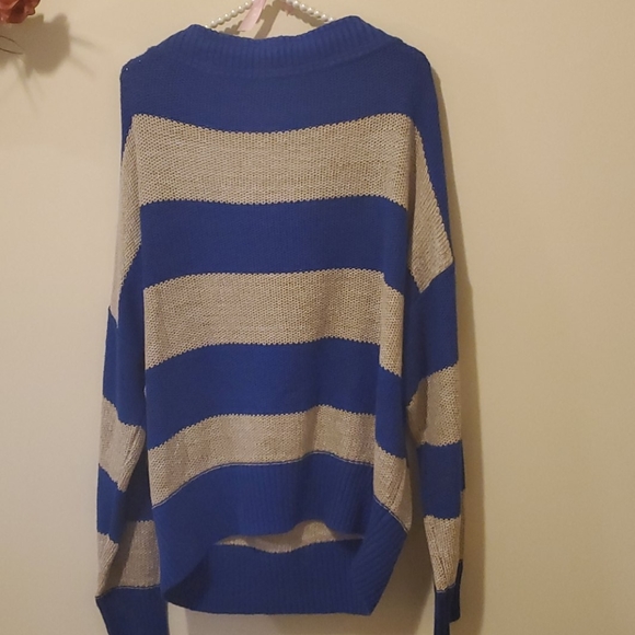 NWT Free People Striped Off Shoulder Knit Sweater Size L - Picture 5 of 5